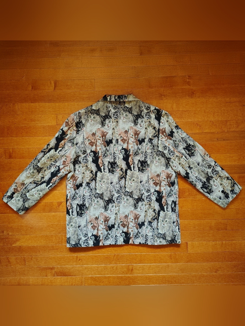 INS ERROR Cat Woven Tapestry Blazer Jacket Streetwear Art to Wear - Men's Large - Picture 10 of 10